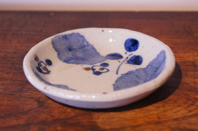 記念小皿（ブルー木の葉） 