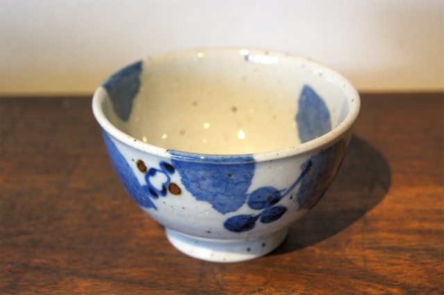 子供茶碗（ブルー木の葉）